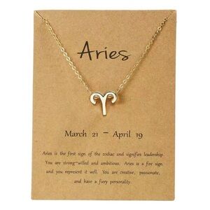 ARIES Zodiac Symbol Gold Necklace